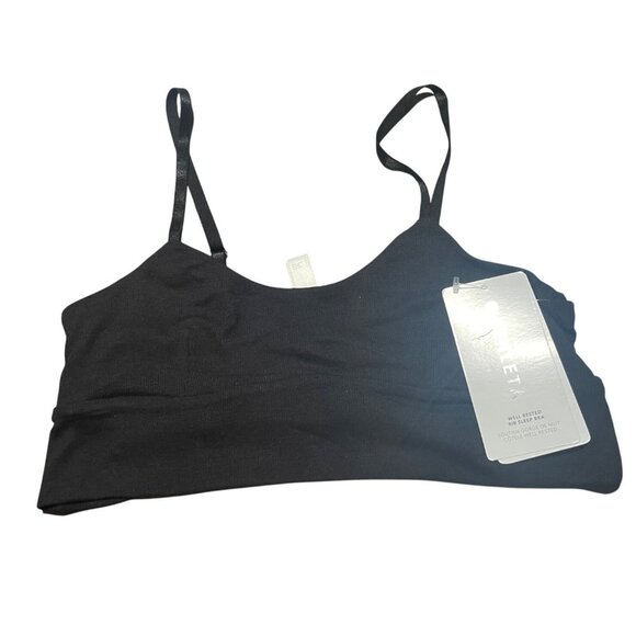 Athleta Well Rested Rib Sleep Bra Black Adj Straps Sz M Lightweight Sustainable - Picture 1 of 8